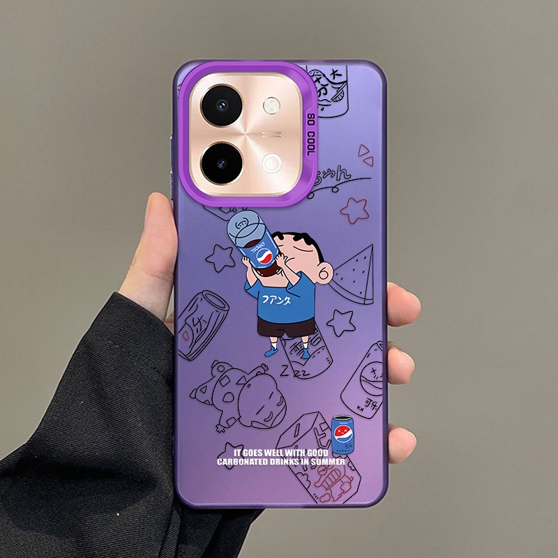 OPPO A6 Pro 5G A6Pro เคสชินจังเคสโทรศัพท์เคลือบเงาการ์ตูนสีลูกกวาดสีใส