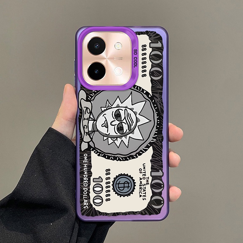 OPPO A6 Pro 5G A6Pro Rick การ์ตูนออกแบบ Dollar Bill Cover Candy Colore Frosted Feel Casing