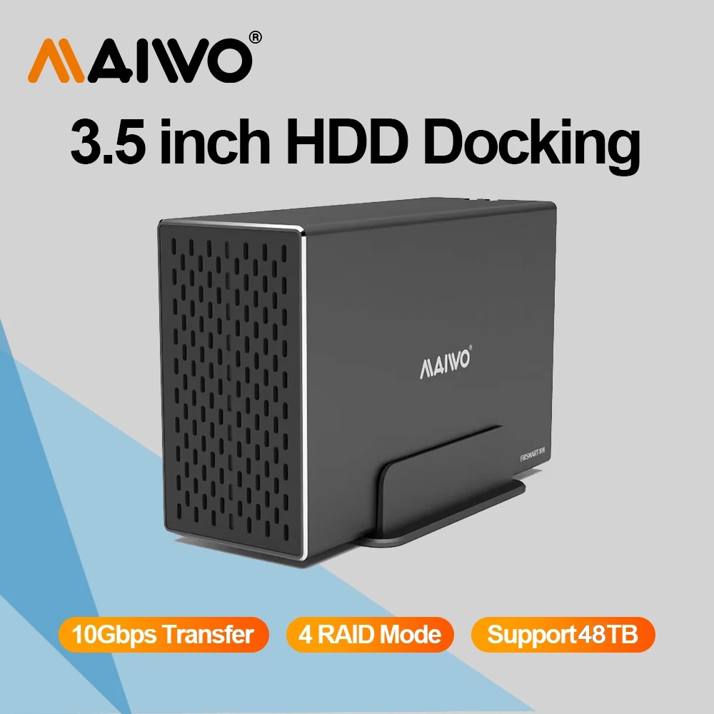 MAIWO 2.5 3.5 HDD SATA RAID Storage Enclosure 10Gbps Dual Bay Hard Drive Docking Station ถึง USB3.1 
