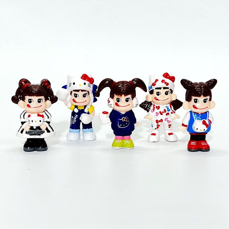 5 ชิ้น 5 เซนติเมตร Fujiya Peko Chan นม Hello Kitty อะนิเมะเดสก์ท็อปเครื่องประดับเค้กวันเกิดตกแต่งของ