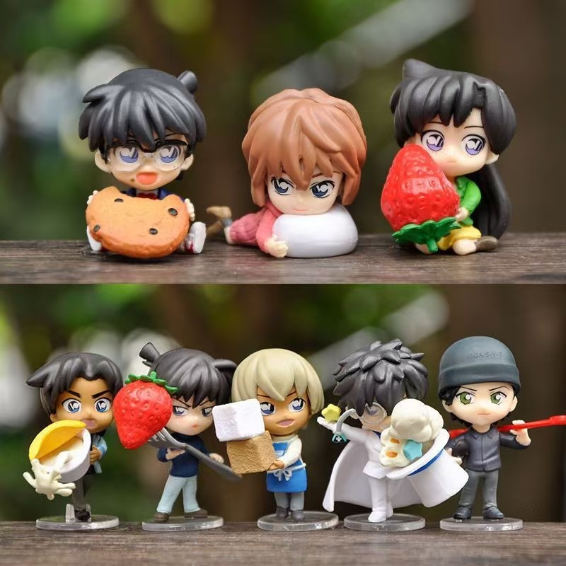 8 ชิ้น/เซ็ต 4-6 ซม.อะนิเมะนักสืบ Conan Mouri Ran Haibara Ai Kaitou Kiddo Hattori Heiji Kyogoku Makoto รุ่น Q PVC ตัวเลขการกระทําตุ๊กตาของเล่น