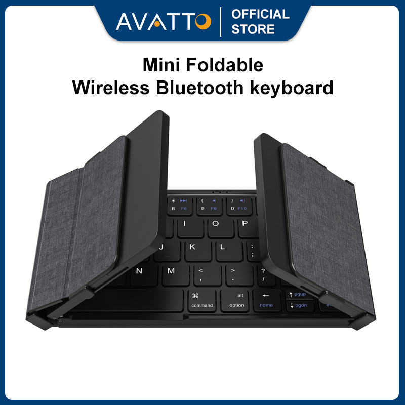 AVATTO bluetooth wireless keyboard คีย์บอร์ดบลูทูธไร้สาย 5.1 พับได้ ขนาดเล็ก พกพาง่าย พร้อมช่องเชื่อ