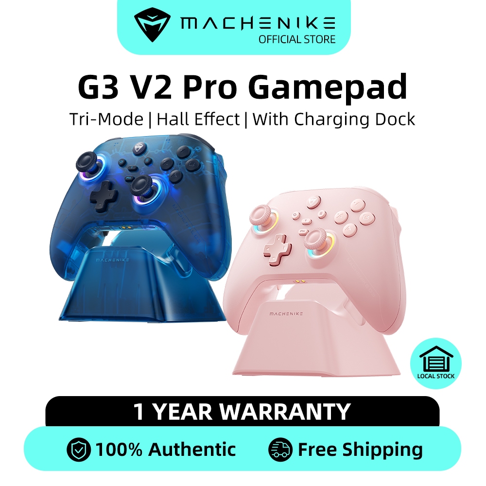 Machenike G3 V2 Pro Tri-Mode Wireless Gamepad พร้อมแท่นชาร์จ, Gyroscope | จอยสติ๊กเอฟเฟกต์ห้องโถงแบบ