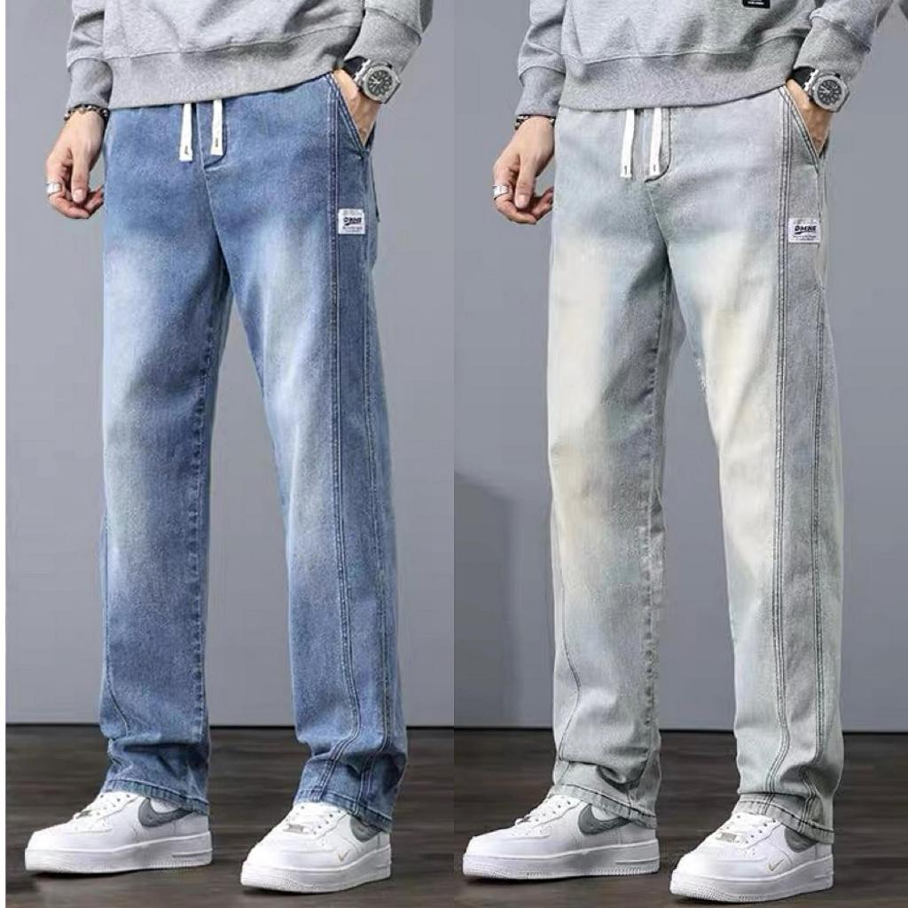 M-5XL  กางเกงยีนส์ผู้ชายทรงหลวม สไตล์ตัดตรง ขนาดยาว ไซส์ใหญ่