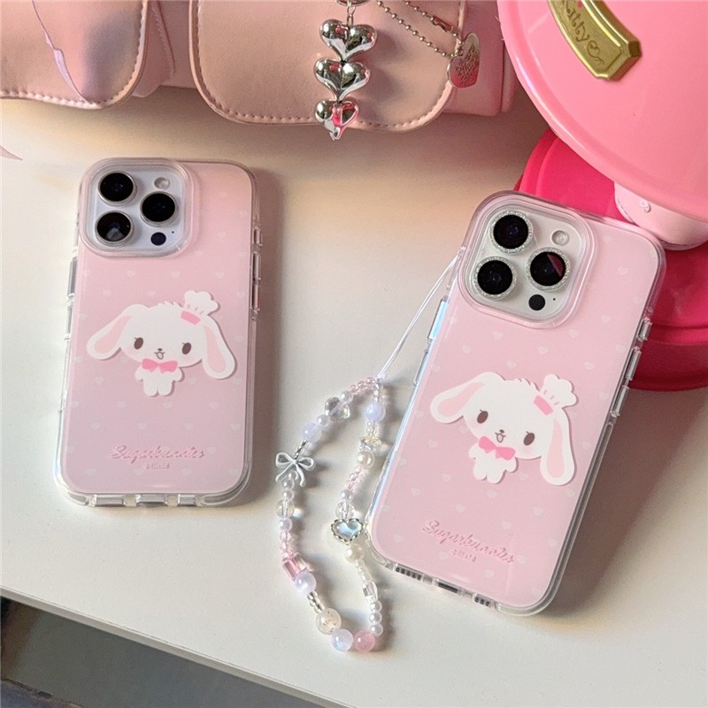 IPhone 16 Pro max 15 Pro max เคสโทรศัพท์กระบวนการ TPU ลายกระต่ายขนมหวาน