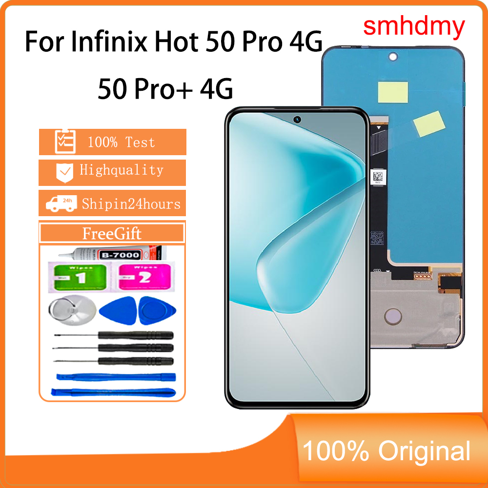 Smhdmy AMOLED สําหรับ Infinix Hot 50 Pro 4G X6881 ร้อน 50 Pro + 4G X6880 LCD หน้าจอสัมผัสเปลี่ยน