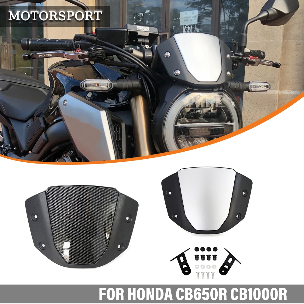 ใช้ได้กับ Honda CB650R 2019-2023 CB1000R 2018-2020 รถจักรยานยนต์กระจกบังลมการปรับเปลี่ยนอุปกรณ์เสริม WindScreen หน้าจอด้านหน้า Wind Deflector อุปกรณ์เสริม