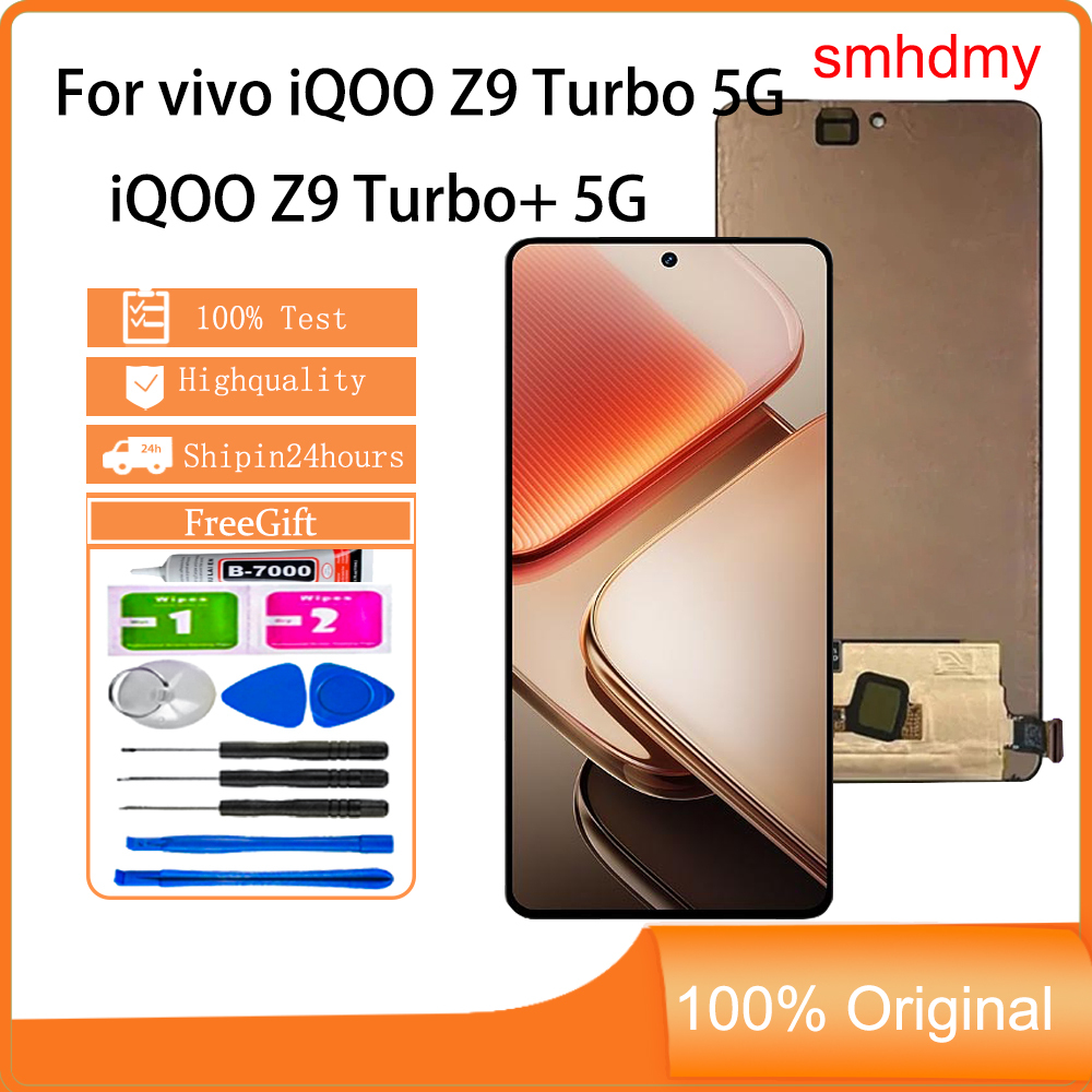 Smhdmy AMOLED สําหรับ vivo iQOO Z9 Turbo + 5G Z9 Turbo 5G LCD หน้าจอสัมผัสเปลี่ยน