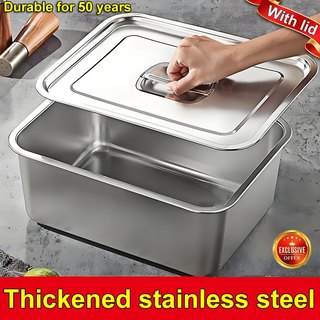 304 stainless steel hotel pan with cover buffet food storage with lid pan Pans Rectangular Tray Set