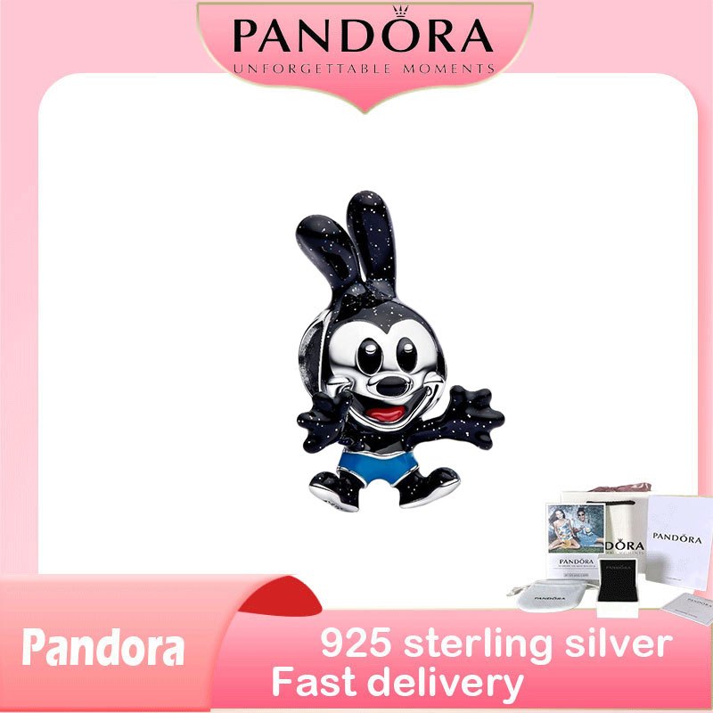 S925 เงินสเตอร์ลิง charm แบบ Disney Oswald The Lucky Rabbit เหมาะเป็นของขวัญวันเกิด