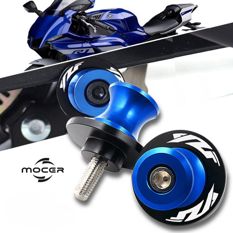 Mocer สําหรับ Yamaha YZF R1 R3 R6 R25 1999-2021 2020 2007 2019 อุปกรณ์เสริมรถจักรยานยนต์ 6 มม.CNC อลูมิเนียม Swingarm Spools ขาตั้งสกรู Slider