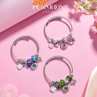 สร้อยข้อมือตาผู้พิทักษ์ Purmoon – อุปกรณ์เสริมเสน่ห์นําโชคพร้อมโคลเวอร์ | สแตนเลสปรับระดับได้ | ของขวัญ ไม่จํากัดเพศ สําหรับวันเกิด | ถุงของขวัญฟรี | บีเจ4 บีเจ65