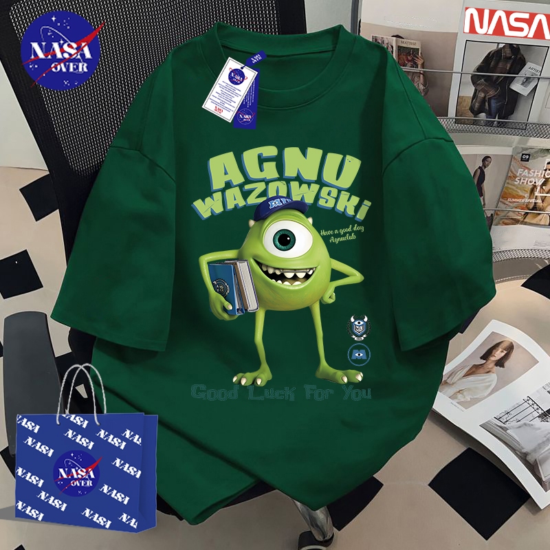 【พร้อมส่ง】🔥NASA ใส่ได้ทั้งชายหญิง การ์ตูนมอนสเตอร์ 👾 เสื้อยืด คอกลม ผ้าฝ้ายแท้100% แขนสั้น ทรงโอเวอร์ไซส์YG1113