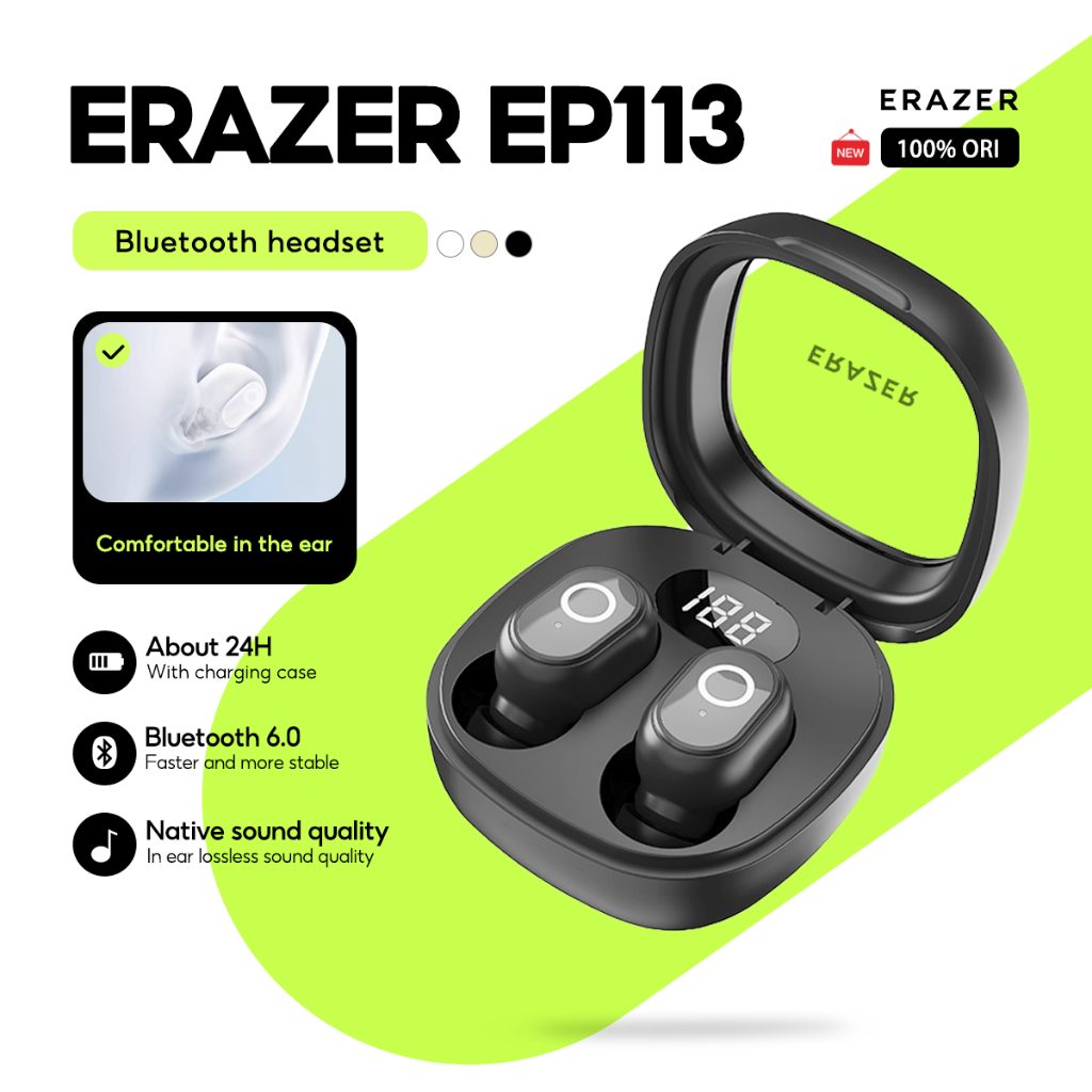 Lenovo ERAZER หูฟัง EP113 หูฟังบลูทูธไร้สาย True HD สเตอริโอ HIFI Latency ต่ําพร้อมไมโครโฟนบลูทูธ 5.4