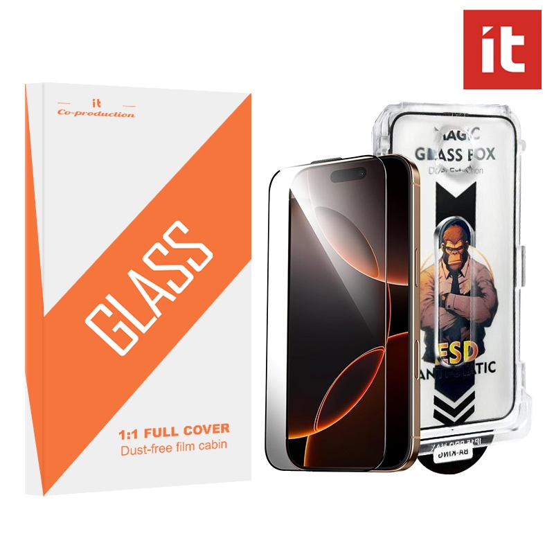 IT 9H + กระจกสําหรับ iPhone 11 12 13 14 15 16 16e Pro Max ปกป้องหน้าจอ,กระจกนิรภัย iPhone HD ป้องกันการแตกและติดตั้งฟรีแบบดึงเดียว,ตัวป้องกันหน้าจอความคุ้มครองเต็มรูปแบบ