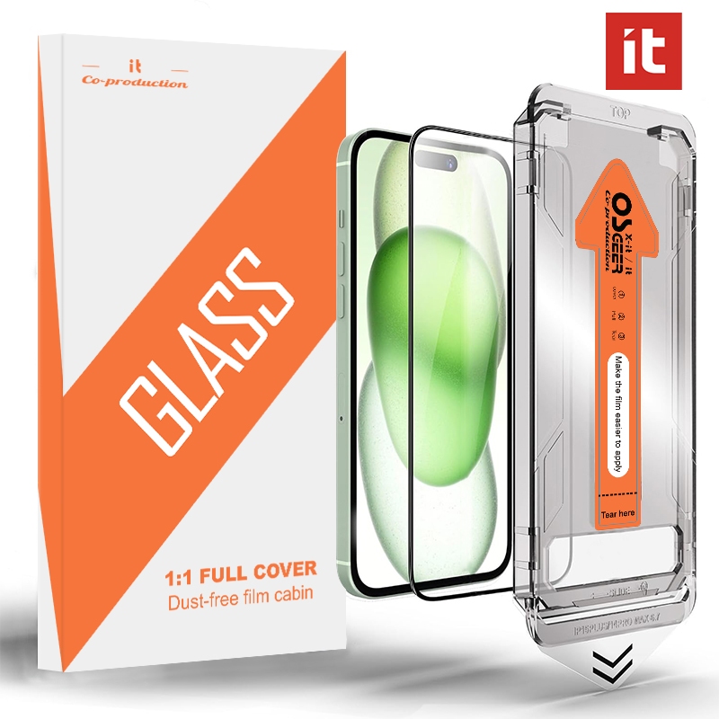 it ฟิล์มกระจกนิรภัย, ตัวป้องกันหน้าจอสําหรับ iPhone 17 air 11 12 13 14 15 16 Pro Max 16e Plus, ติดตั้งกรอบจัดตําแหน่งอัตโนมัติ, ขอบโค้งเต็มรูปแบบ