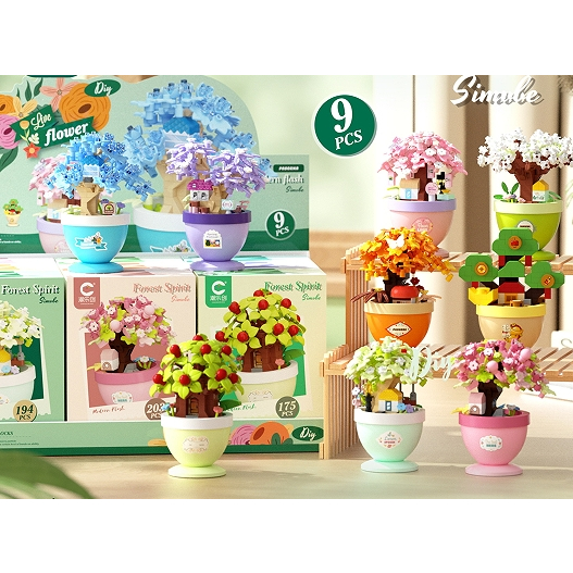 Haitang ดอกไม้หม้อปลูก series building block ของเล่นของขวัญ