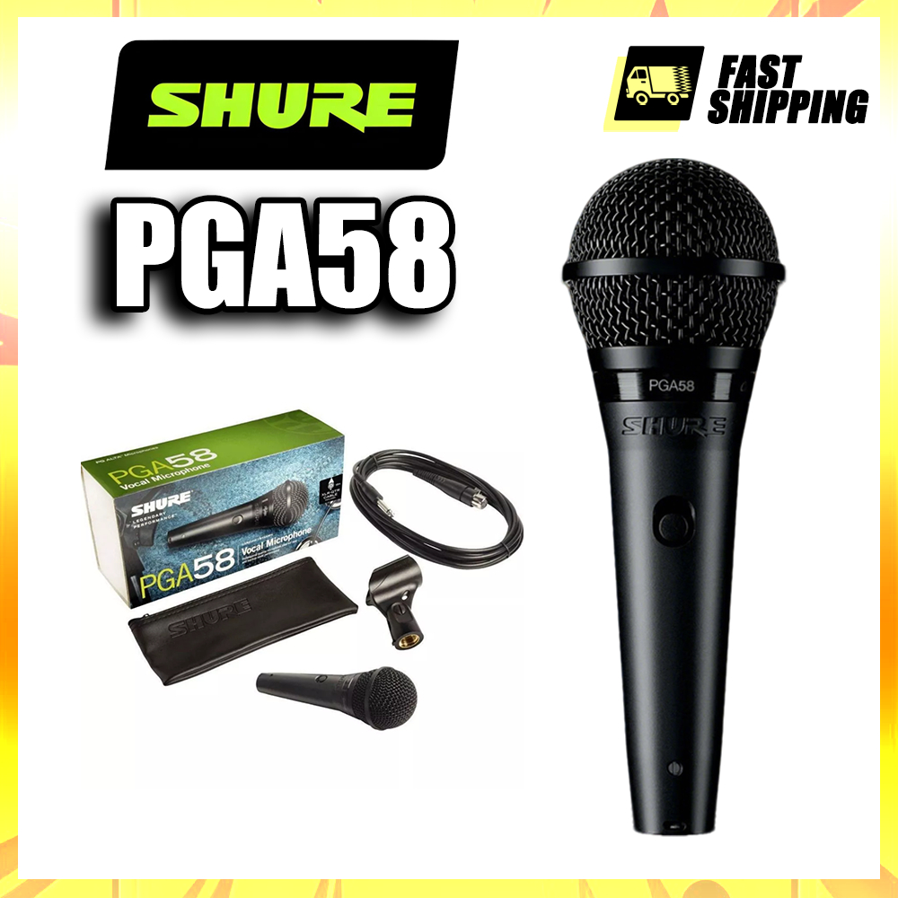Shure PGA58 Dynamic Microphone - พร้อมรูปแบบการรับ Cardioid, สวิตช์ส่วนบุคคล (PGA58-XLR)