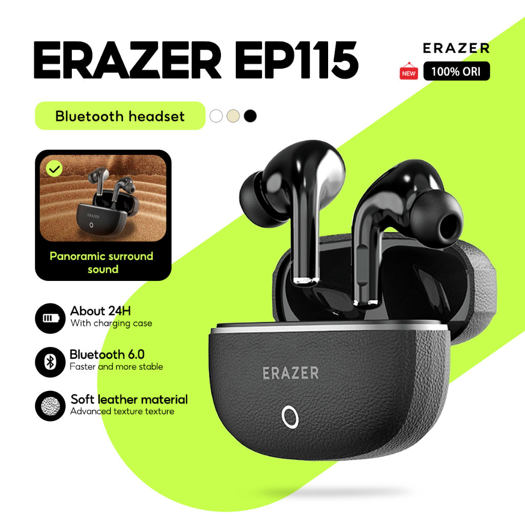 Lenovo ERAZER หูฟัง EP115 หูฟังบลูทูธไร้สาย True HD สเตอริโอ HIFI Latency ต่ําพร้อมไมโครโฟนบลูทูธ 6.0