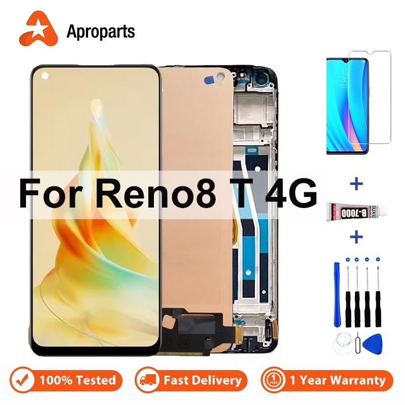 6.43 " LCD สำหรับ OPPO Reno 8 Reno8 T 8T 4G CPH2481 จอสัมผัสจอประกอบดิจิตอลเซอร์พร้อมกรอบ