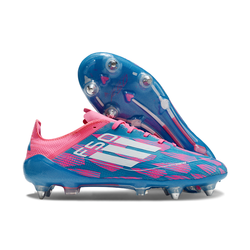 ขนาด:38-46 Messi F50 Elite SG laceless ผู้ชายรองเท้าฟุตบอลถักกลางแจ้ง, Yamal สีชมพูf50 SG รองเท้า An