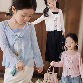 เสื้อสเวตเตอร์ถักติดกระดุมผ้าไหมน้ําแข็งน้ําหนักเบาสําหรับเด…