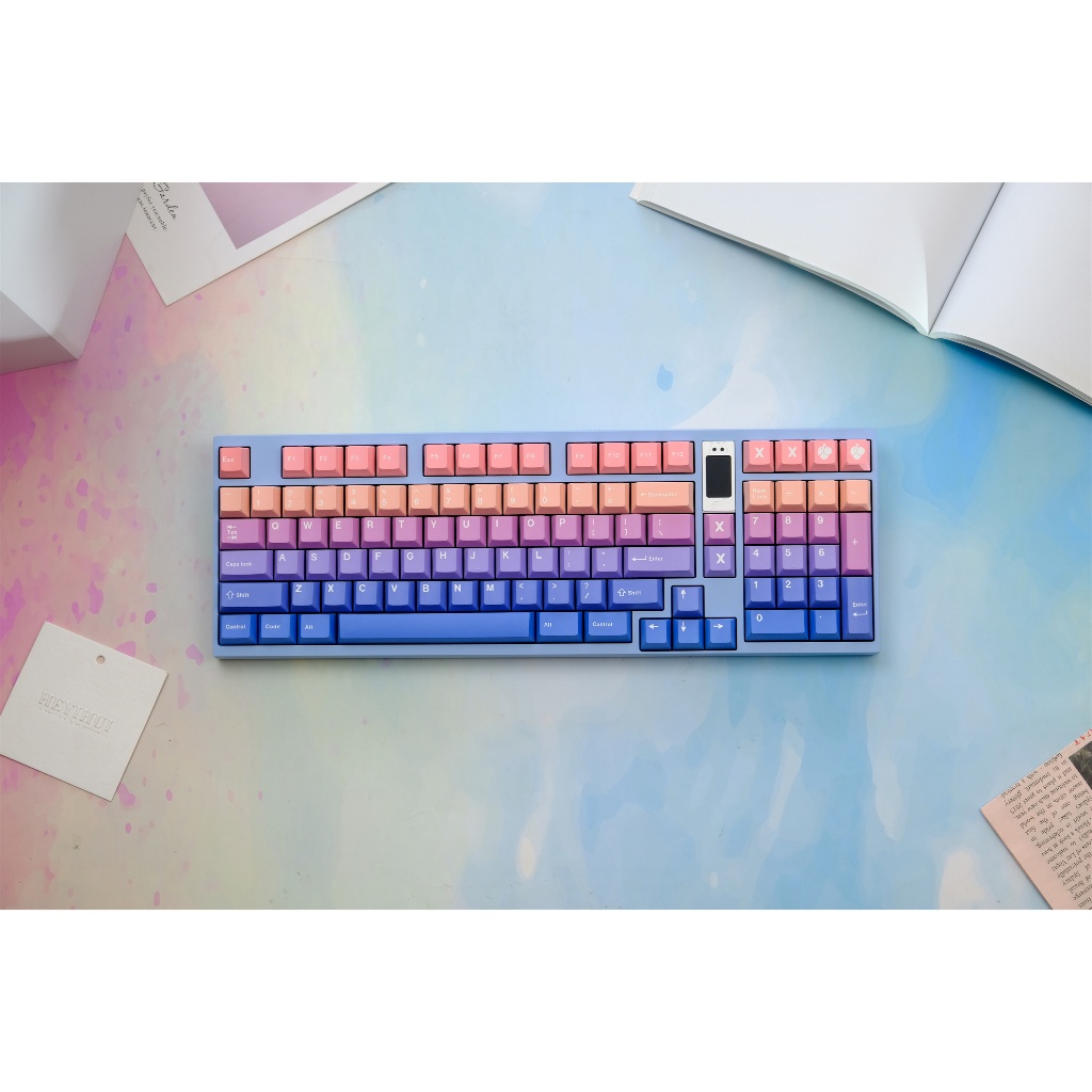 Stars Moon Gradient Keycaps 147 คีย์ PBT วัสดุโปรไฟล์เชอร์รี่สําหรับ MX Switch คีย์บอร์ดเครื่องกล