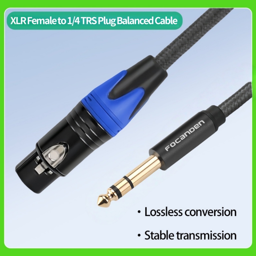 XLR หญิงถึง 1/4 นิ้ว TRS สาย Nylong ถัก XLR 3 พินหญิงถึง 6.35 มม. TRS ชาย Balanced Wire Mic สายไฟ (ตัวนําทองแดงบริสุทธิ์)