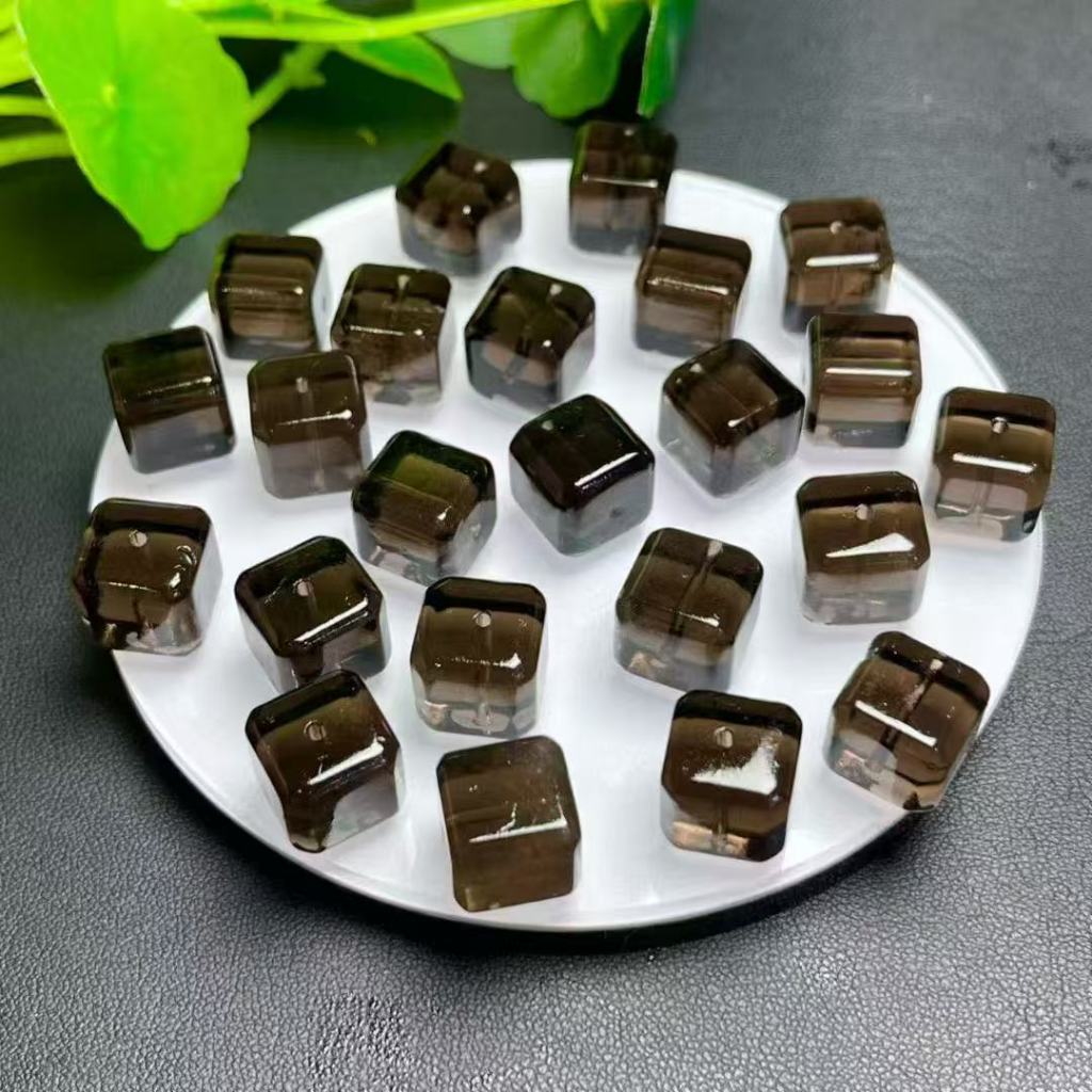 น้ําแข็งธรรมชาติ Obsidian Cube น้ําตาลประมาณ 12 มม.แกะสลักชิ้นเครื่องประดับน่ารัก Hand-Made เครื่องประดับ diy อุปกรณ์เสริม Simple All-Match ของขวัญ
