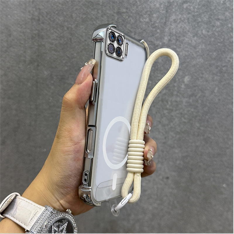 for เคส สําหรับ OPPO A93 4G RENO 4F F17 PRO เคสโทรศัพท์ Soft pack ซิลิโคนกันกระแทกแม่เหล็กแหวนดูดโปร่งใสสายรัด lanyard SJBSWBCXQS01