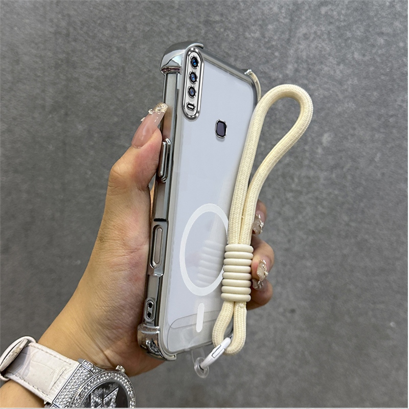 for เคส เคสสําหรับ VIVO V15 VIVO 1819 เคสโทรศัพท์ Soft pack ซิลิโคนกันกระแทกแหวนดูดแม่เหล็กสายโปร่งใส lanyard SJBSWBCXQS01