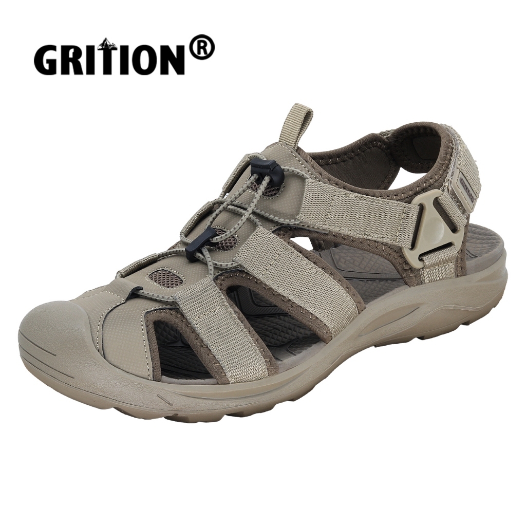 Grition รองเท้าแตะผู้ชายสำหรับปีนเขาและชายหาด ระบายอากาศได้ดีและทนทานกันลื่น
