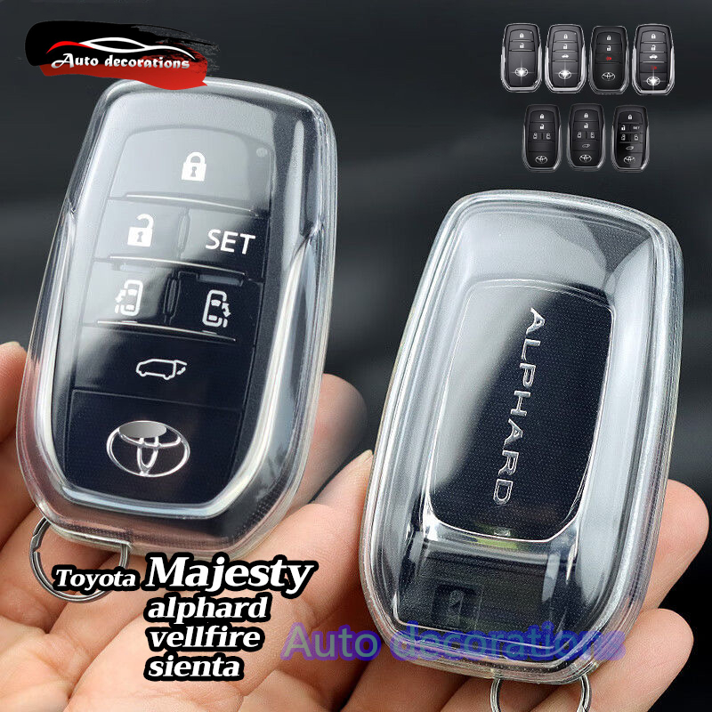 เคสกุญแจอัจฉริยะ Toyota เหมาะสําหรับ Majesty, Alphard, Vellfire, Sienta, FORTUNER, legenger GR SPORT ฝาครอบใส พร้อมพวงกุญแจ