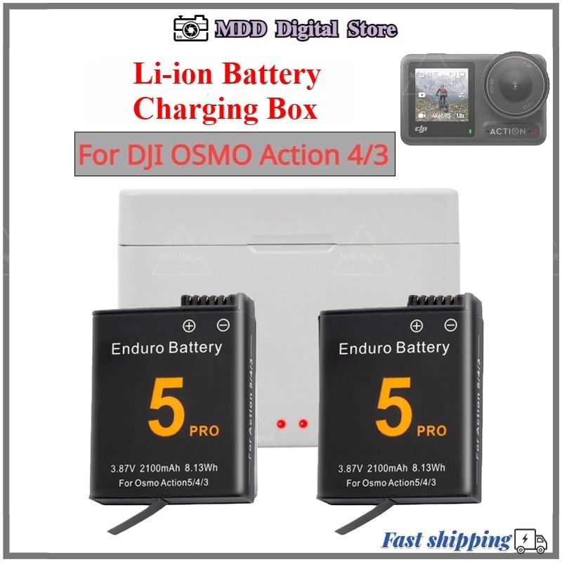 ฮับชาร์จแบตเตอรี่สำหรับ DJI Action 4 กล่องชาร์จแบตเตอรี่ Li-ion 1800mAh สำหรับ DJI OSMO Action 4/3
