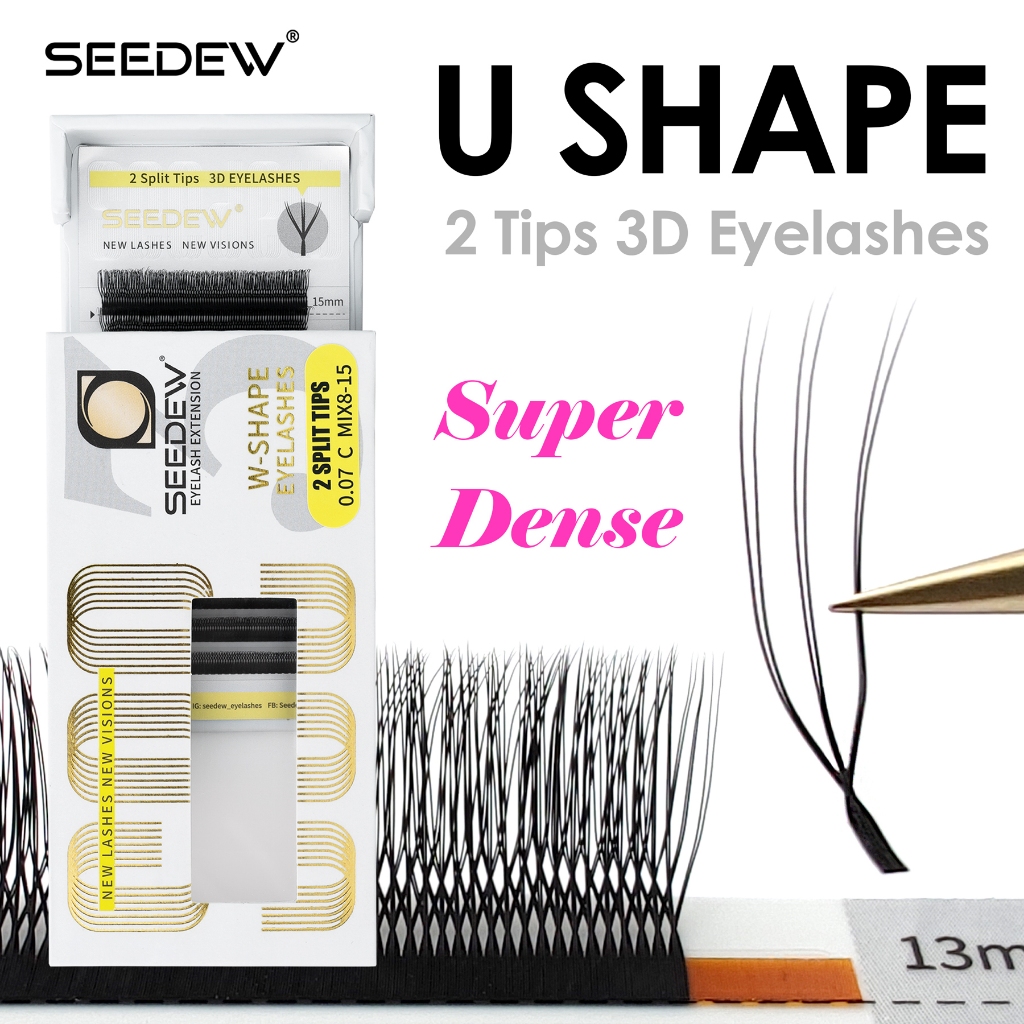 SEEDEW U-รูป 3D ที่ต่อขนตา U Lashes ธรรมชาตินุ่ม Premade พัดลมขนตาปลอม W Lashes ขนตาปลอม3d