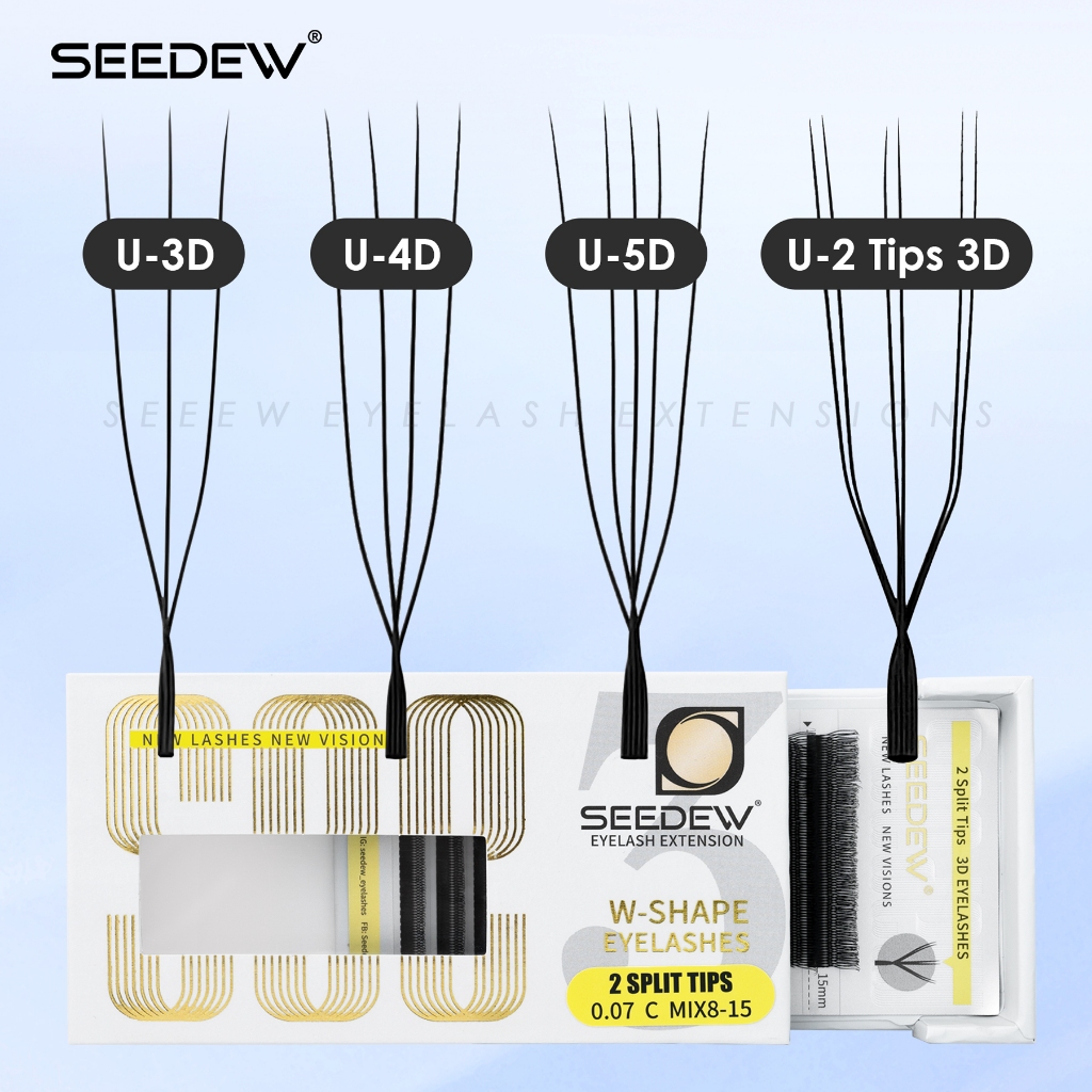 SEEDEW U รูปร่าง 3D 4D 5D ที่ต่อขนตา Premium Soft Premade พัดลม U Lashes ความงามแต่งหน้า รูปตัวยู ขนตาปลอม