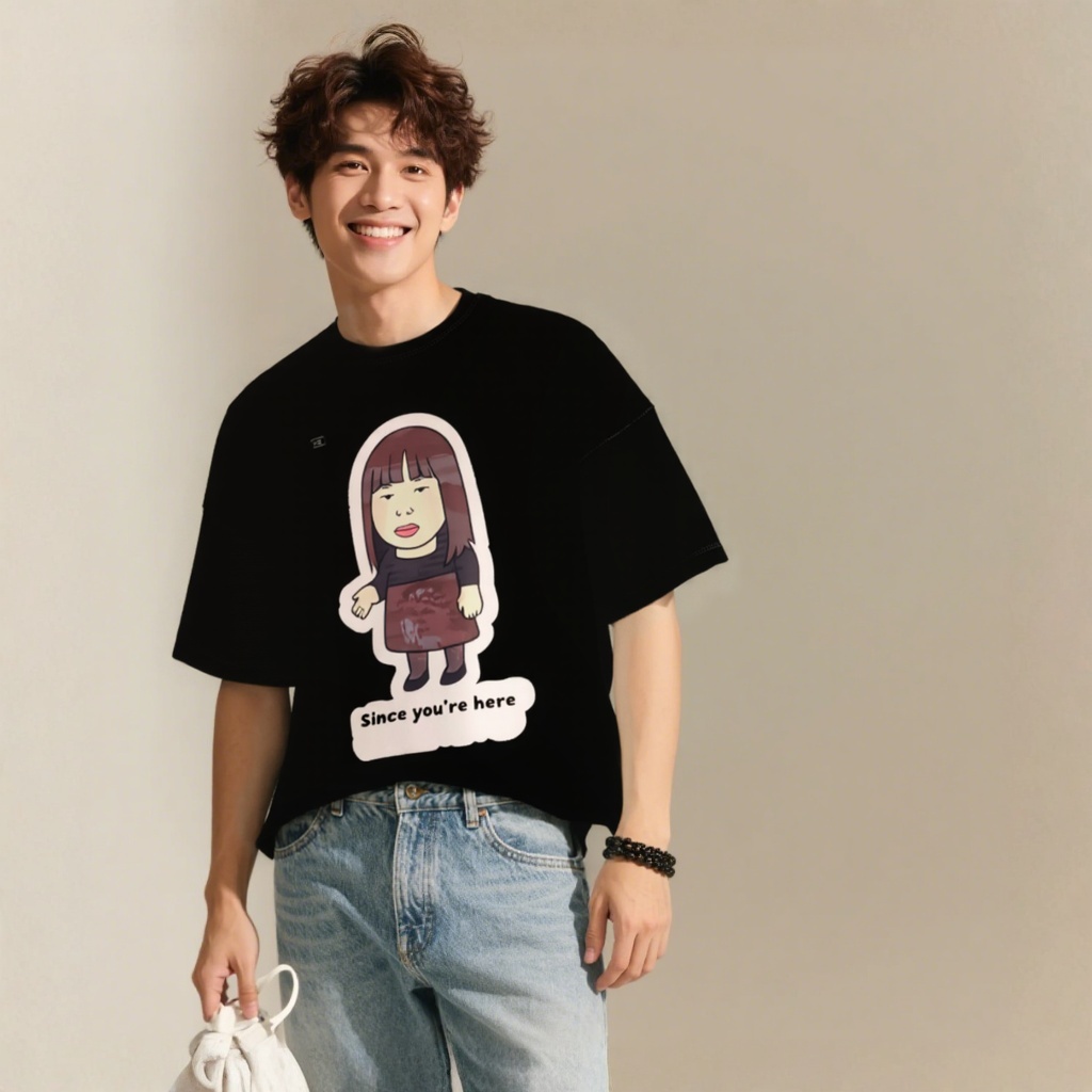 sister hong เสื้อยืดแขนสั้นพิมพ์ลายสำหรับผู้ชายฤดูร้อน