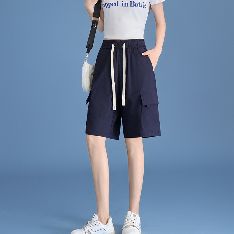 พร้อมส่งจากกทมกางเกงขาสั้นผู้หญิง กางเกงขาสั้นเอวสูงสีดำสไตล์เกาหลีสำหรับผู้หญิง - รูปที่ 6