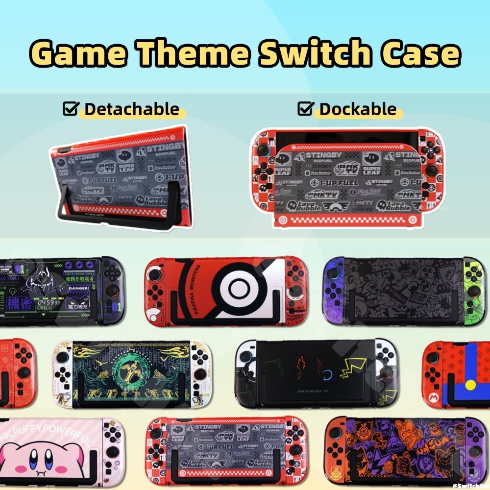 เคสธีมเกม Switch สําหรับ Nintendo Switch 2 / OLED Dockable การออกแบบที่ถอดออกได้หุ้นท้องถิ่น