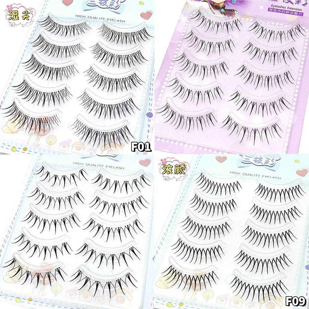5 คู่แฟชั่น Crisscross Spiry ขนตาปลอมดูธรรมชาติ C Curl Clear Band ปลอมต่อขนตา
