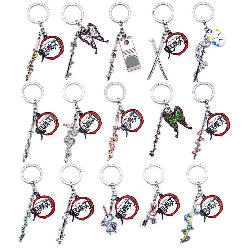 ชุด/2pcs Anime Demon Slayer พวงกุญแจเคลือบ Kimetsu ไม่มี Yaiba ดาบรุ่น llaveros Badge พวงกุญแจคอสเพลย์ของที่ระลึกเครื่องประดับ Charms ของขวัญ