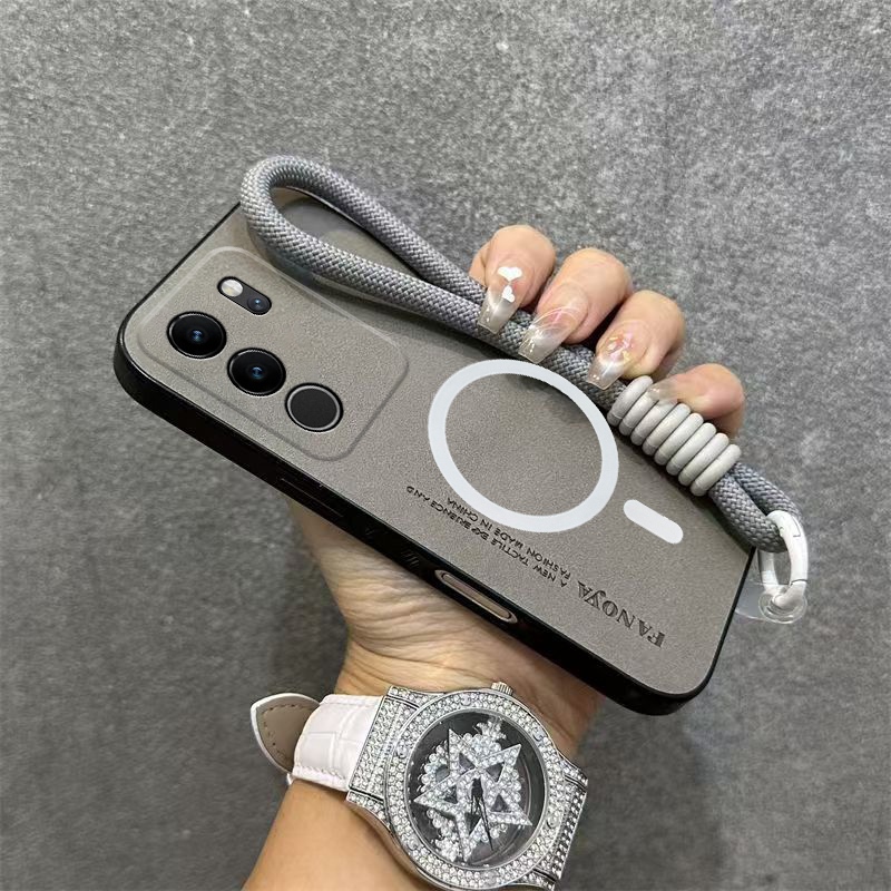 Suitable for เคส สําหรับVIVO V29 5G VIVO V29E 4G VIVO V29 PRO 5G 2023 เคสโทรศัพท์Sheepskinขอบนุ่มป้องกันการลื่นแขนดูดซับแรงกระแทกพร้อมแหวนดูดแม่เหล็กและเชือกแขวนYPBSWBCXQSKS01