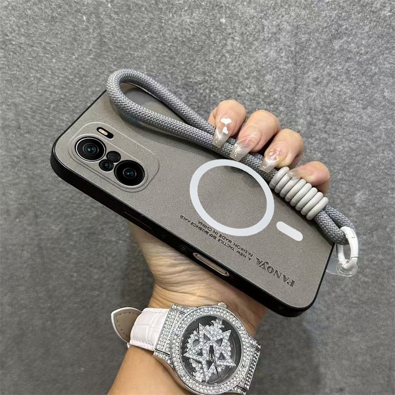 Suitable for เคส เคสสําหรับ xiaomi poco F3 เคสโทรศัพท์ หนังแกะขอบนุ่มป้องกันการลื่นแขนดูดซับแรงกระแทกพร้อมถ้วยดูดแม่เหล็กและเชือกแขวน YBPBSWBCXQSKS01
