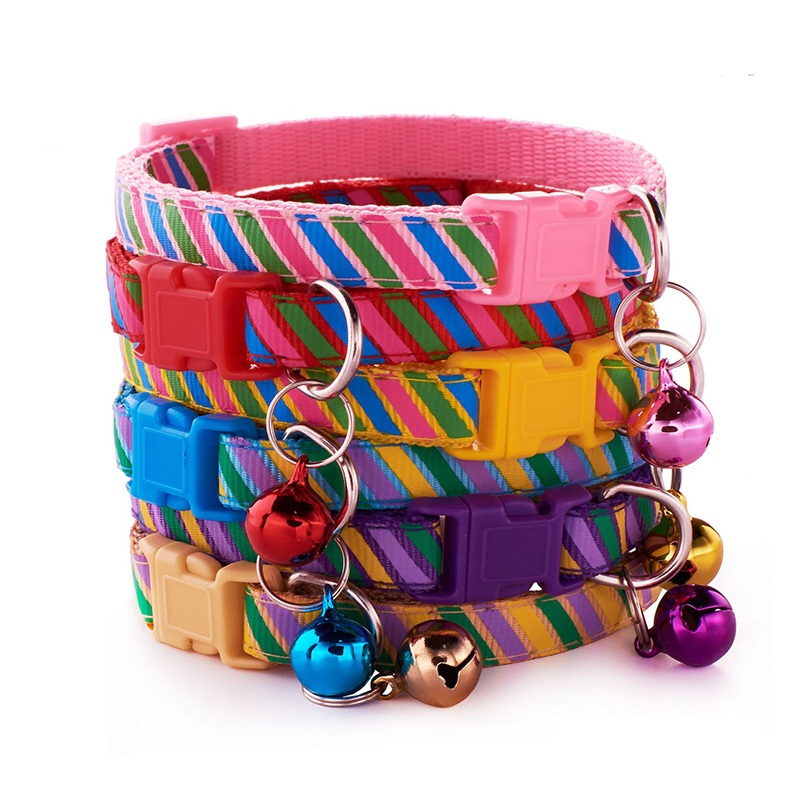 6 ชิ้น/เซ็ต Strip พิมพ์ Cat Collar ความปลอดภัยหัวเข็มขัด Bell Breakaway สัตว์เลี้ยงสุนัขขนาดเล็ก Collier สร้อยคอส่วนบุคคลสําหรับ Gatos ลูกแมว Perro