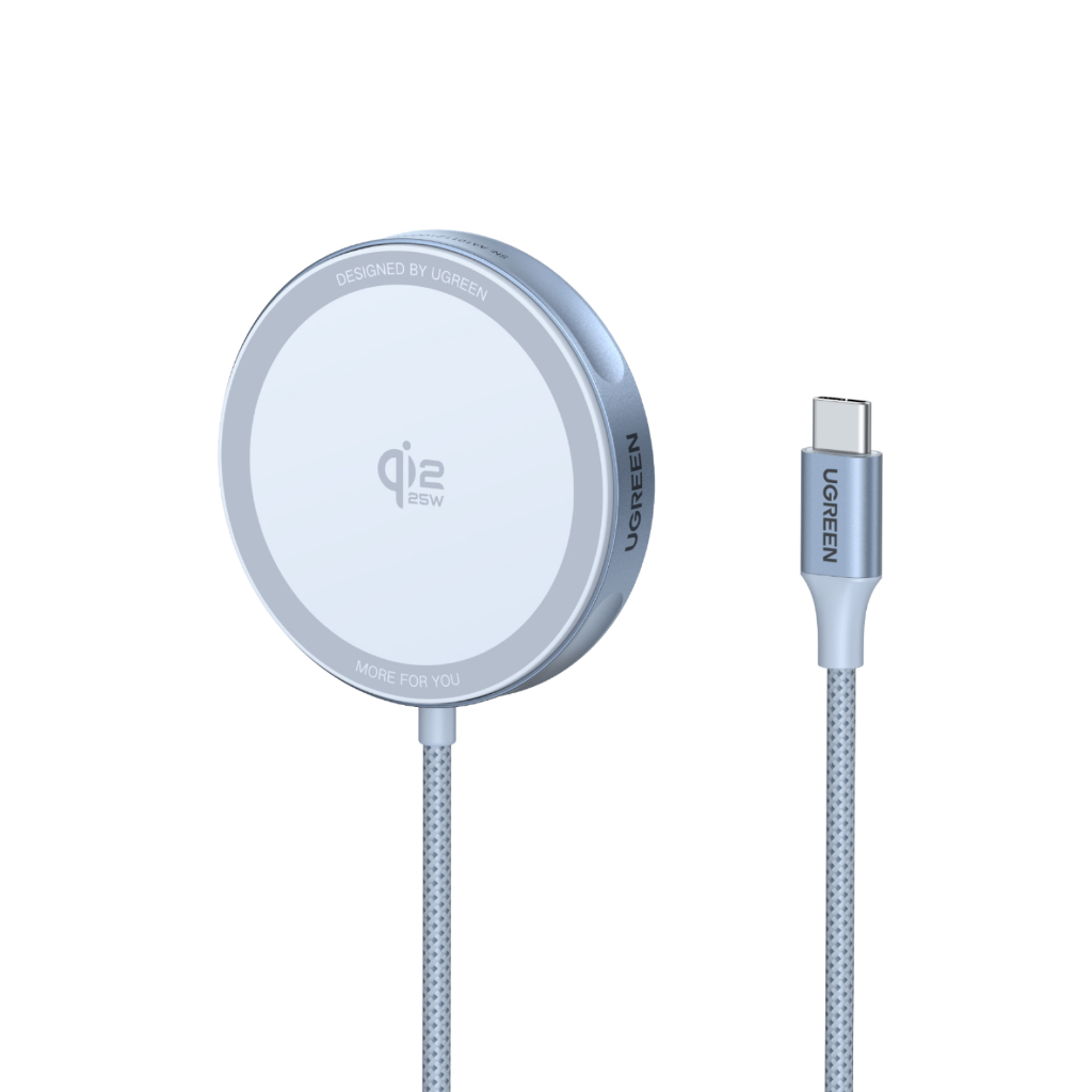 UGREEN MagFlow 2-in-1 Magnetic Wireless Charger 25W Fast Charging Pad พร้อมสายถัก