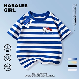 【ส่งของในวันเดียวกัน】เสื้อยืดแขนสั้นเด็ก NASA เนื้อฝ้ายสีขาว ระบายอากาศดี ลายเฮลโลคิตตี้เรียบง่ายน่ารัก ใส่ได้ทั้งเด็กชาย-เด็กหญิง สไตล์เก๋ไก๋ เนี้ยบๆ ใส่ได้ทุกโอกาส
