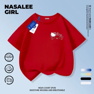 【ส่งของในวันเดียวกัน】เสื้อยืดแขนสั้นเด็ก NASA เนื้อฝ้ายสีขาว ระบายอากาศดี ลายเฮลโลคิตตี้เรียบง่ายน่ารัก ใส่ได้ทั้งเด็กชาย-เด็กหญิง สไตล์เก๋ไก๋ เนี้ยบๆ ใส่ได้ทุกโอกาส