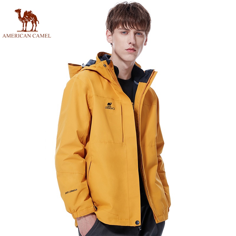 AMERICAN CAMEL เสื้อแจ็คเก็ตผู้ชาย แบบแยกส่วนได้ กันน้ำ และกันลม สำหรับกิจกรรมกลางแจ้ง
