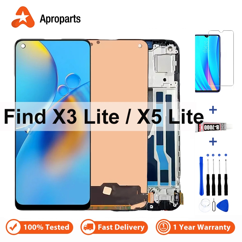 จอแสดงผล LCD สำหรับ OPPO Find X3 X5 Lite 5G CPH2145 CPH2371 จอสัมผัสประกอบดิจิตอลเซอร์พร้อมการเปลี่ยนกรอบ