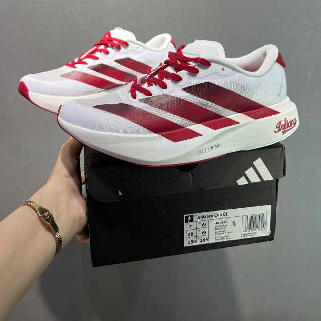Adizero EVO SL รองเท้าวิ่งผู้ชายและผู้หญิงแผ่นคาร์บอน Adizero รองเท้ากีฬา JQ4576